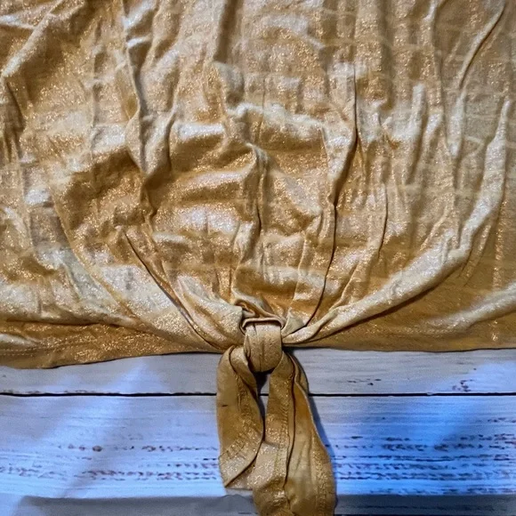 Wit & Wisdom Gold Short Sleeve Tie Front Blouse - Picture 3 of 5